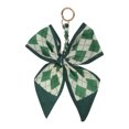 thumbnail image 1 of Unique Bargains 1 Pc Trendy Long Scarf Ribbon Bow Plaid Handbag Charm Decorative Keychain Green, 1 of 5