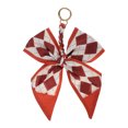 thumbnail image 1 of Unique Bargains 1 Pc Trendy Long Scarf Ribbon Bow Plaid Handbag Charm Decorative Keychain Red, 1 of 5