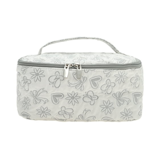 Unique Bargains 1 Pc Trendy Square Hearts Drawstring Makeup bag for Travel Gray Polyester