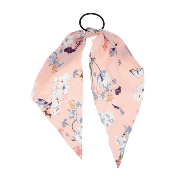 Unique Bargains 1 Pc Triangle Ribbon Floral Hair Elastic Band for Home Pink
