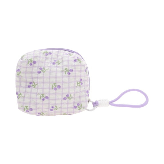Unique Bargains 1 Pc Tulip Square Makeup Bag for Business Travel Purple Polyester