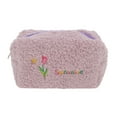 thumbnail image 1 of Unique Bargains 1 Pc Tulip Style Drawstring Makeup Bag for Vacation Purple Plush, 1 of 6