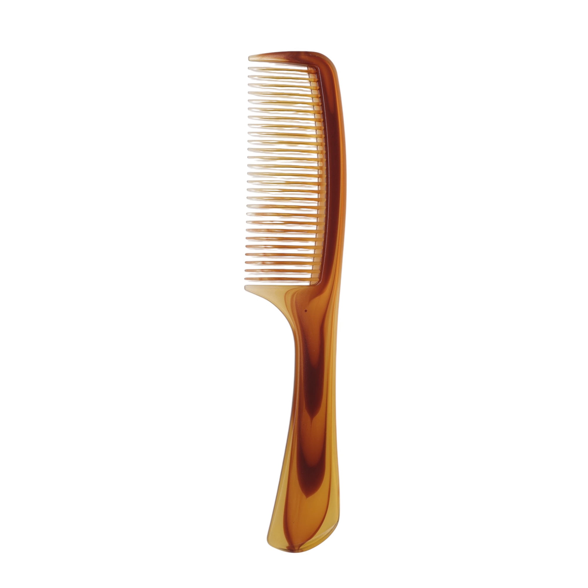 Unique Bargains 1 Pc Two-Color Handle Flat Comb for Curly Hair Amber with Unique Design