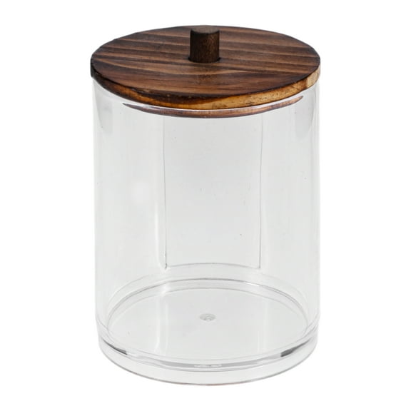 Unique Bargains 1 Pc U-Shaped Cup Cylindrical Cover Acrylic Cotton Swab Holder Bathroom Transparent Dark Brown