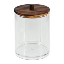 Unique Bargains 1 Pc U-Shaped Cup Cylindrical Cover Acrylic Cotton Swab Holder Bathroom Transparent Dark Brown