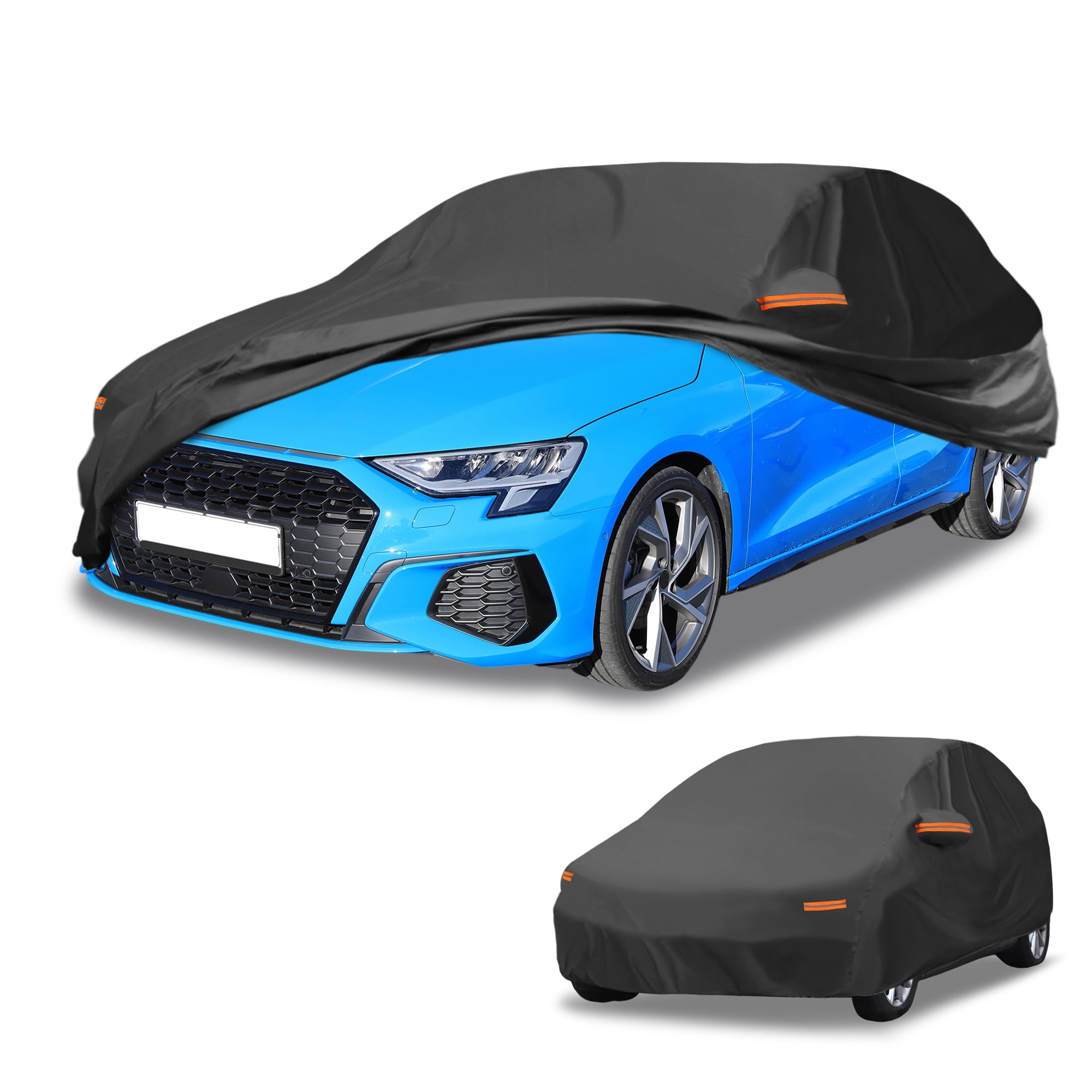 Unique Bargains 1 Pc Universal Car Cover Aluminum Film Black 163.39"x68.9"x51.18"