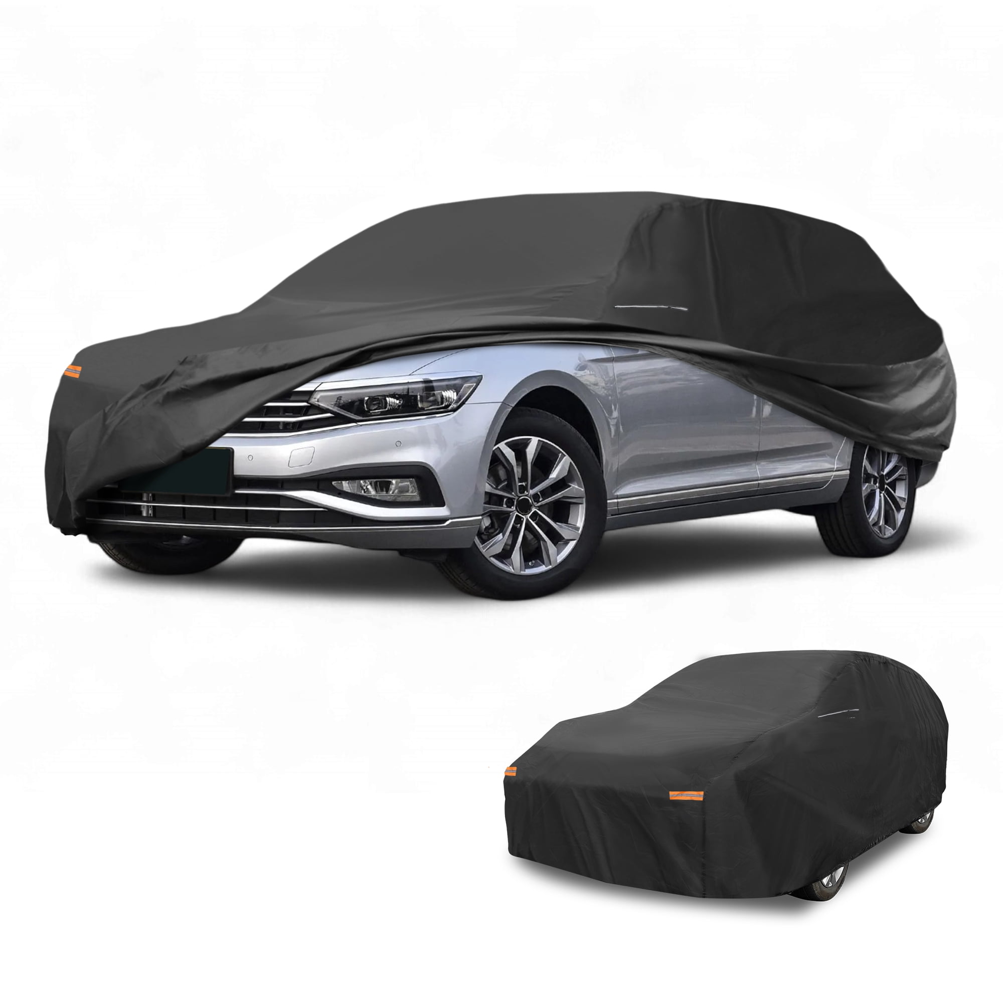 Unique Bargains 1pc Universal Waterproof Car Cover Black 188.98"x72.83"x62.99"