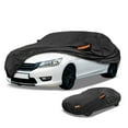 thumbnail image 1 of Unique Bargains 1 Pc Universal Car Cover Waterproof All Weather Automotive Outdoor Anti-UV Sun Rain Protection Full Exterior Cover Aluminum Film Cotton Black for Sedan Length 187" to 198", 1 of 5