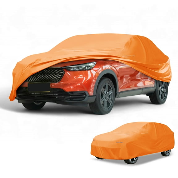 Unique Bargains 1 Pc Universal Car Cover Waterproof All Weather Automotive Outdoor Anti-UV Sun Rain Protection Full Exterior Cover Aluminum Film Cotton Orange Fit for SUV Length Up to 181"