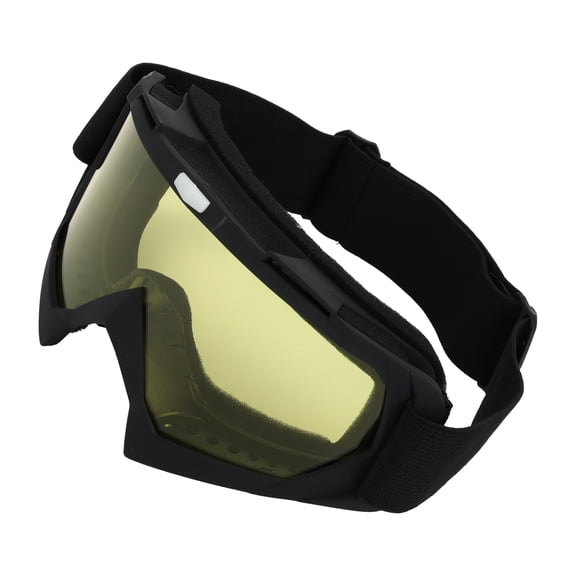 Unique Bargains 1 Pc Universal Motorcycle Goggles Dimmable Sunglasses UV Protection Matte Black Yellow TPU PC