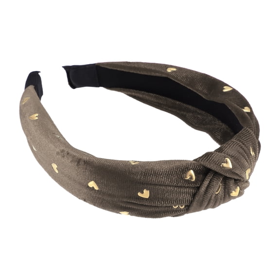 Unique Bargains 1 Pc flannelette Heart Shape Stud Knot Headband Women Hairband 1.18 Inch Wide Brown