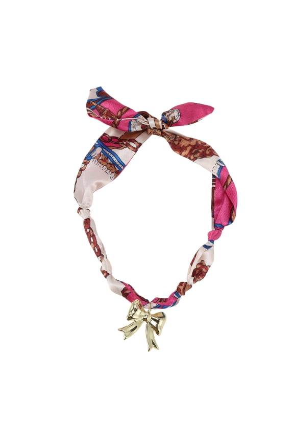 1 Pc Versatile Scarf Necklace with Charm Adjustable Tie Statement Choker for Women Rose Red Brown
