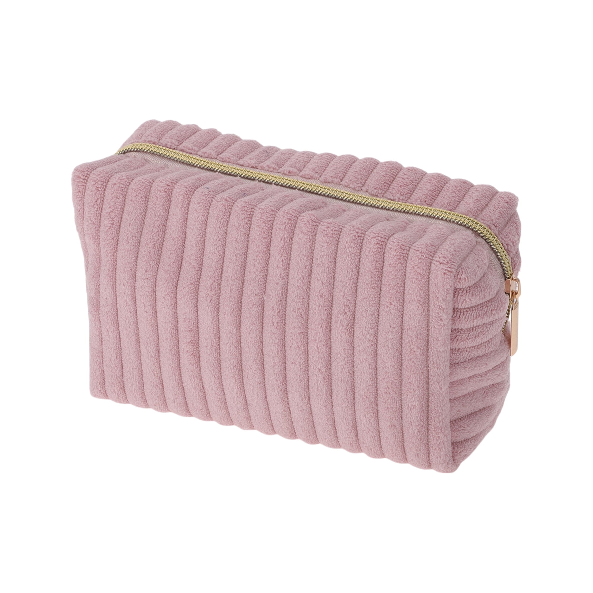 Unique Bargains 1 Pc Vertical Stripe Pattern Makeup Bag Pink