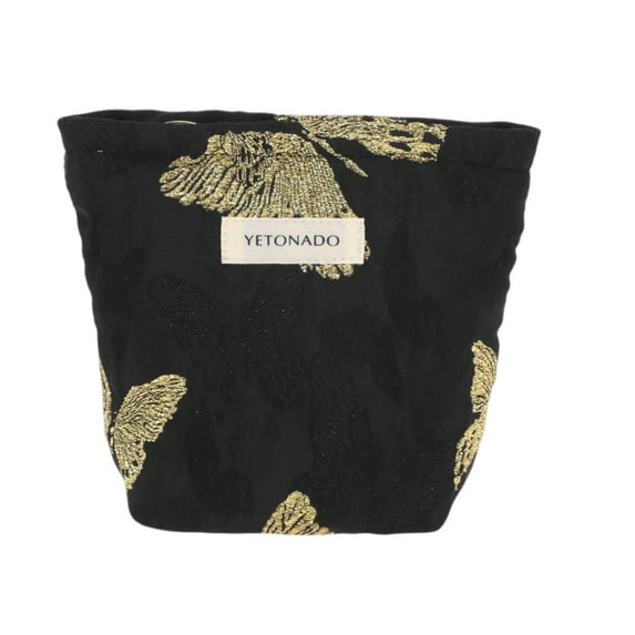 Unique Bargains 1 Pc Vintage Butterfly Makeup Bag Polyester Black Small