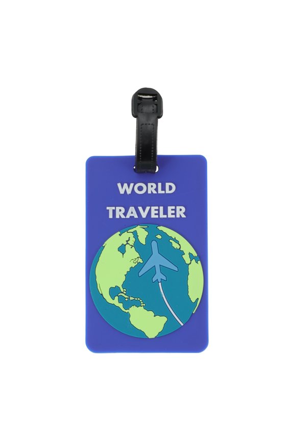 1 Pc WORLD Pattern Luggage Tag for Travelling Deep Blue