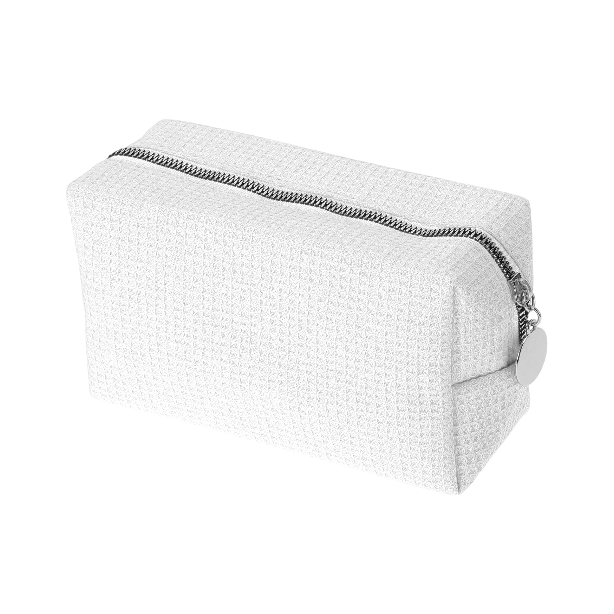 Unique Bargains 1 Pc Waffle Plaid Pattern Makeup Bag for Travel White