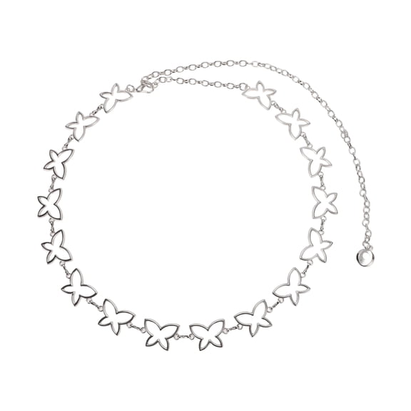 Unique Bargains 1 Pc Waist Chain Butterfly Hollow Out Adjustable Waist Cord for Women Silver Tone