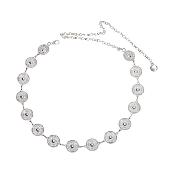 Unique Bargains 1 Pc Waist Chain Circle Adjustable Waist Cord for Women Silver Tone