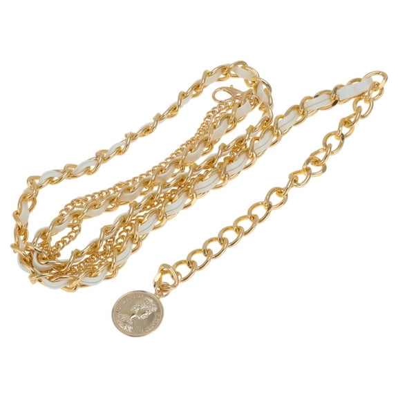 Unique Bargains 1 Pc Waist Chain Fashion Adjustable Waist Cord for Women White Gold Tone