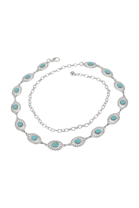 1 Pc Waist Chain Fashion Retro Adjustable Waist Cord for Women Silver Tone