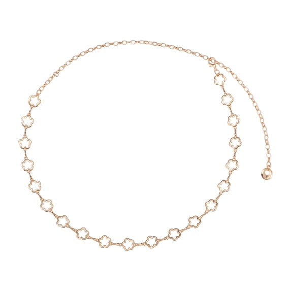 Unique Bargains 1 Pc Waist Chain Flower Design Adjustable Waist Cord for Women Gold Tone