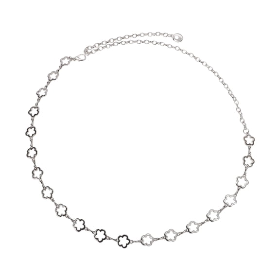 Unique Bargains 1 Pc Waist Chain Flower Design Adjustable Waist Cord for Women Silver Tone