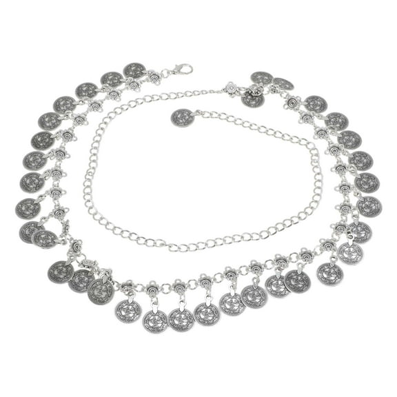 Unique Bargains 1 Pc Waist Chain Retro Adjustable Waist Cord for Women Silver Tone