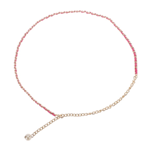 Unique Bargains 1 Pc Waist Chain Thin Adjustable Waist Cord for Women Rose Red