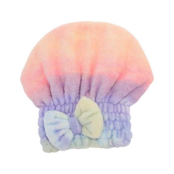 Unique Bargains 1 Pc Water-absorbent Bow Gradient Hair Towel for Bathroom Green Coral Fleece