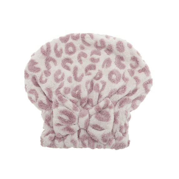 Unique Bargains 1 Pc Water-absorbent Bow Leopard Hair Towel for Bathroom Pink Coral Fleece