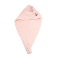 Unique Bargains 1 Pc Water-absorbent Cartoon Embroidery Hair Towel for Bathroom Coral Fleece Pink
