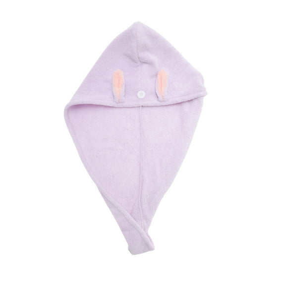 Unique Bargains 1 Pc Water-absorbent Cartoon Rabbit Ears Hair Towel for Bathroom Purple Coral Fleece