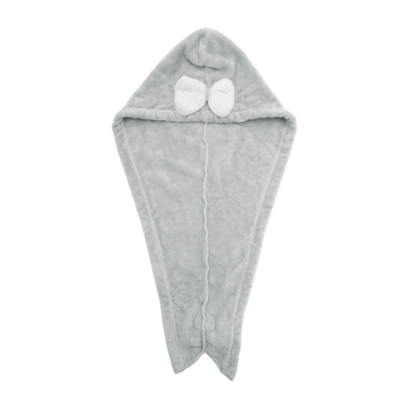 Unique Bargains 1 Pc Water-absorbent Double Bow Hair Towel for Bathroom Gray Coral Fleece