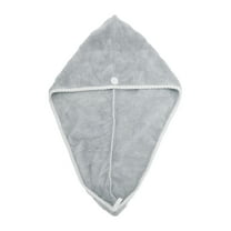 Unique Bargains 1 Pc Water-absorbent Hair Towel Wrap for Bathroom Hotel Coral Fleece Gray
