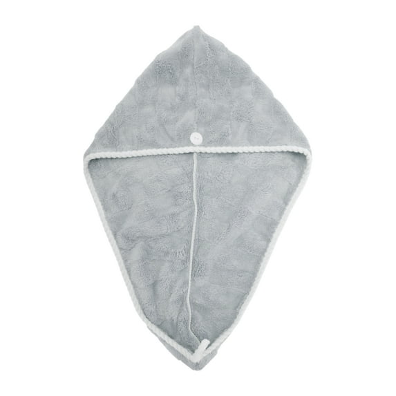 Unique Bargains 1 Pc Water-absorbent Hair Towel Wrap for Bathroom Hotel Coral Fleece Gray