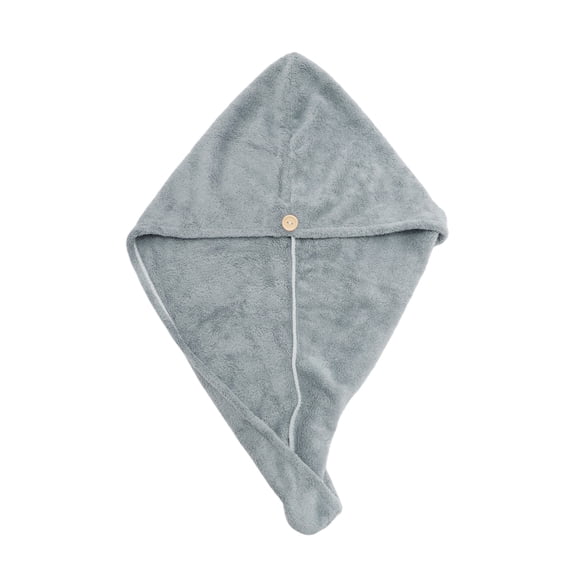 Unique Bargains 1 Pc Water-absorbent Solid Hair Towel for Bathroom Gray Polyamide Polyester