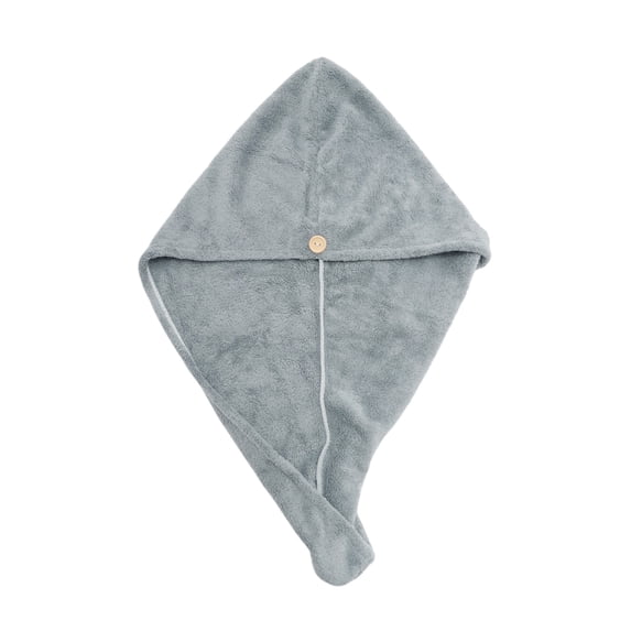 Unique Bargains 1 Pc Water-absorbent Solid Hair Towel for Bathroom Gray Polyamide Polyester