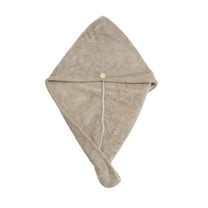 Unique Bargains 1 Pc Water-absorbent Solid Hair Towel for Bathroom Khaki Polyamide Polyester