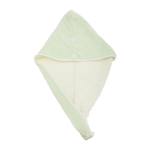 Unique Bargains 1 Pc Water-absorbent Two Colors Hair Towel for Bathroom Green White Coral Fleece