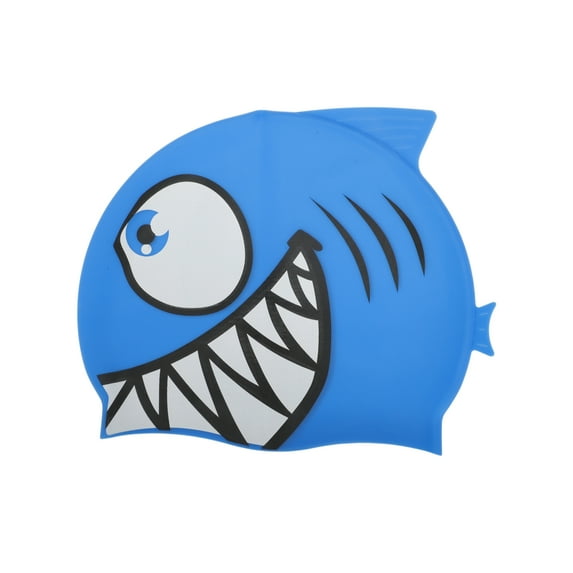 Unique Bargains 1 Pc Waterproof Cartoon Fish Pattern Swim Cap Deep Blue