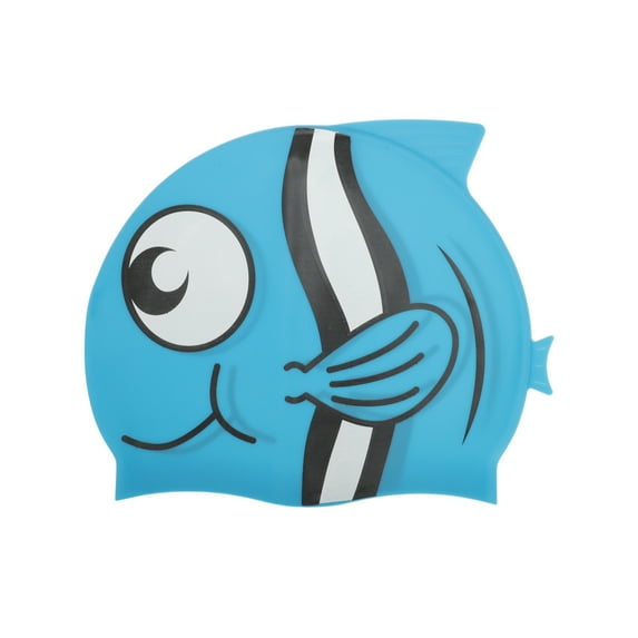 Unique Bargains 1 Pc Waterproof Cartoon Pattern Swim Cap Light Blue