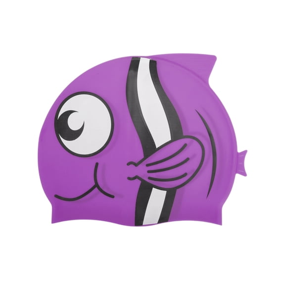 Unique Bargains 1 Pc Waterproof Cartoon Pattern Swim Cap Purple