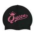 thumbnail image 1 of Unique Bargains 1 Pc Waterproof Crown Swim Cap Black, 1 of 6