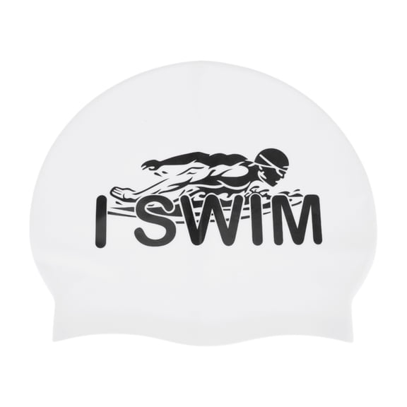 Unique Bargains 1 Pc Waterproof Floating Pattern Swim Cap Black White