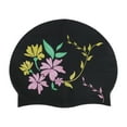 thumbnail image 1 of Unique Bargains 1 Pc Waterproof Morning Glory Pattern Swim Cap Black Pink Yellow, 1 of 6