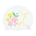 thumbnail image 1 of Unique Bargains 1 Pc Waterproof Morning Glory Pattern Swim Cap White Yellow, 1 of 6
