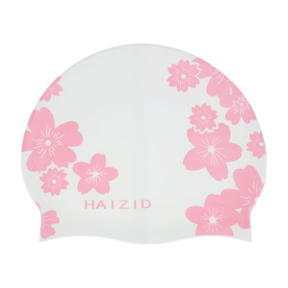 Unique Bargains 1 Pc Waterproof Plum Blossom Pattern Swim Cap Pink White