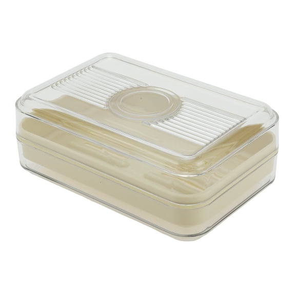 Unique Bargains 1 Pc Waterproof Soap Holder Double Layer with Cover White Soap Holder for Bathroom 5.35"x3.54"x2.01"
