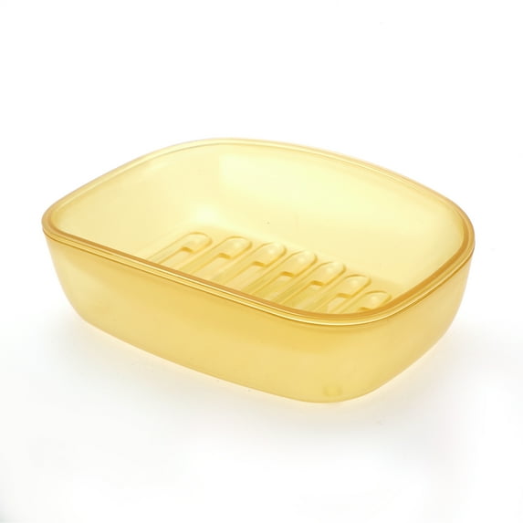 Unique Bargains 1 Pc Waterproof Soap Holder Double Layer with Cover Yellow Soap Holder for Bathroom 5.51"x4.13"x1.65"