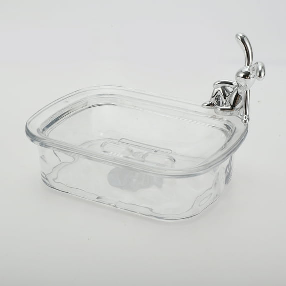 Unique Bargains 1 Pc Waterproof Soap Holder Rabbit Pattern Clear Soap Holder for Bathroom 5.51"x4.13"x1.65"